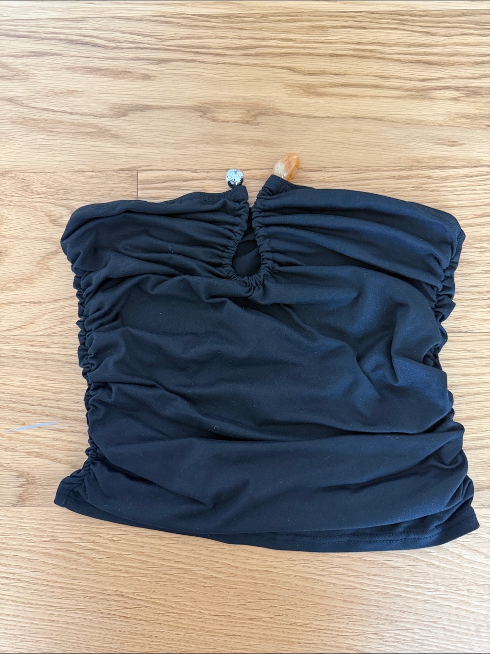 Black Ruched Strapless Tube Top